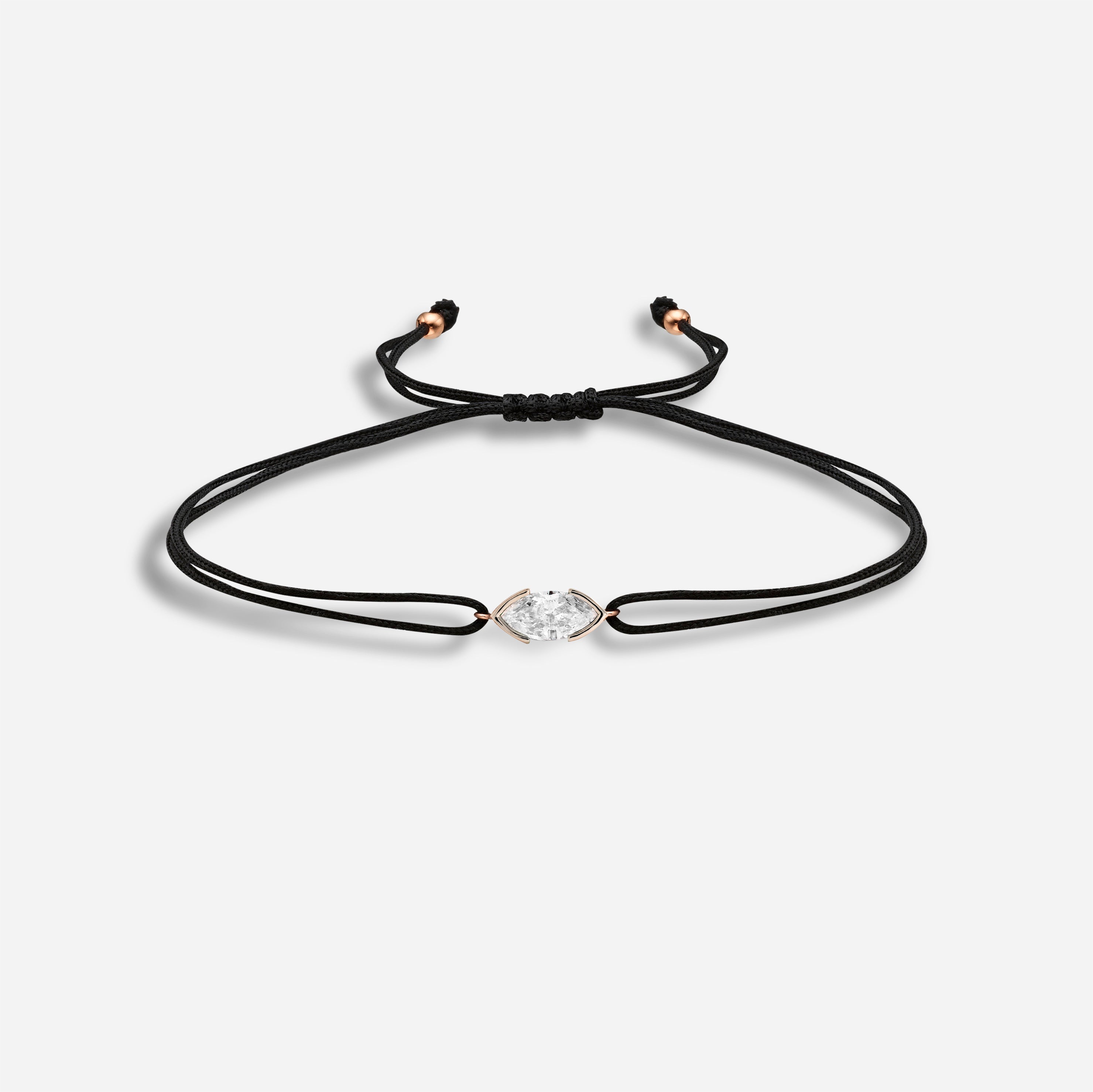 The Kiss | Macrame Bracelet with Marquise Cut Lab Diamond