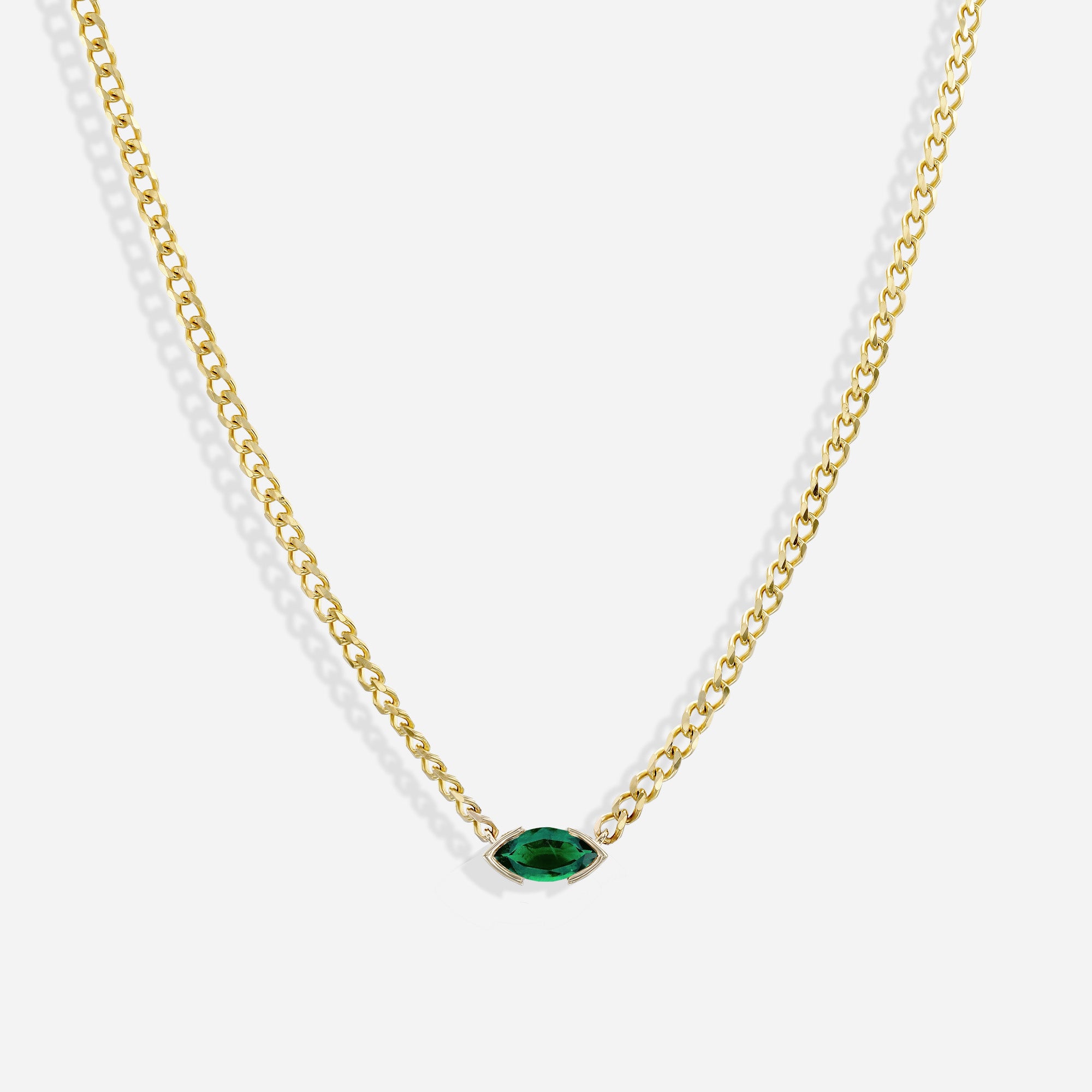 The Kiss Necklace | Marquise Emerald Stone