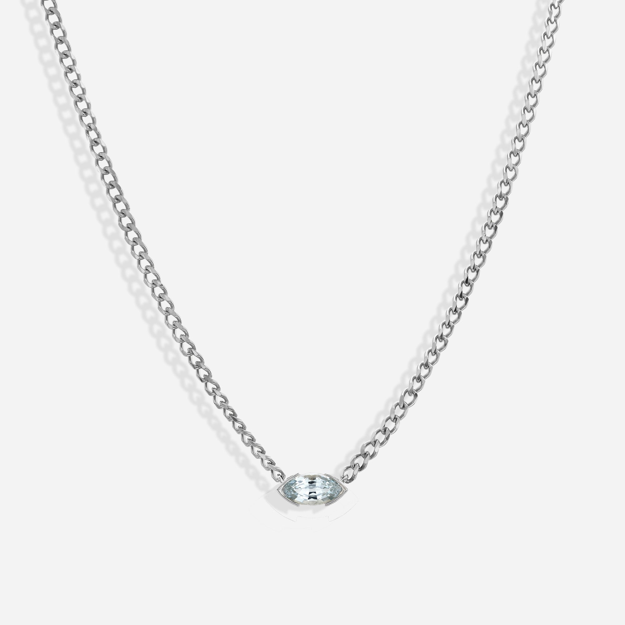 The Kiss Necklace | Marquise Aquamarine Stone