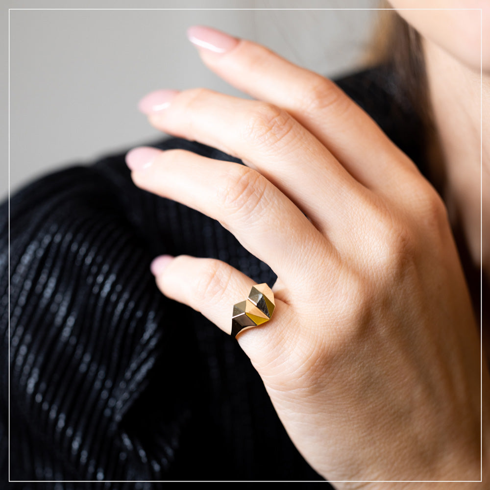 Geometric Heart Ring