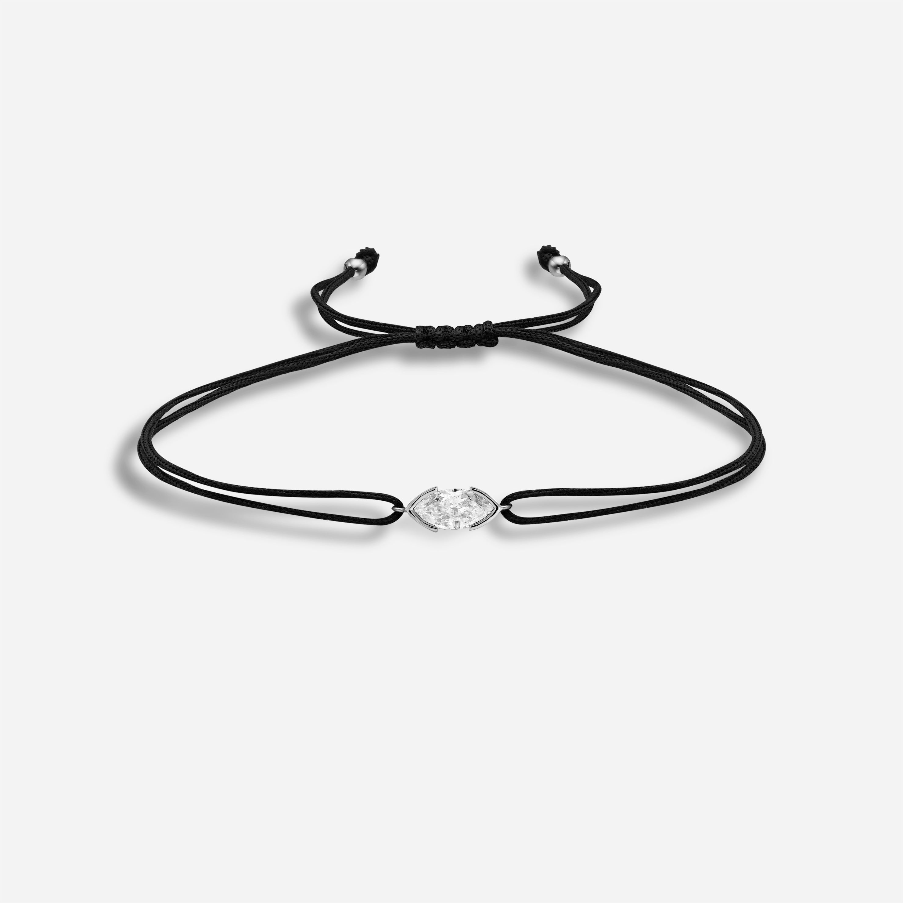 The Kiss | Macrame Bracelet with Marquise Cut Lab Diamond