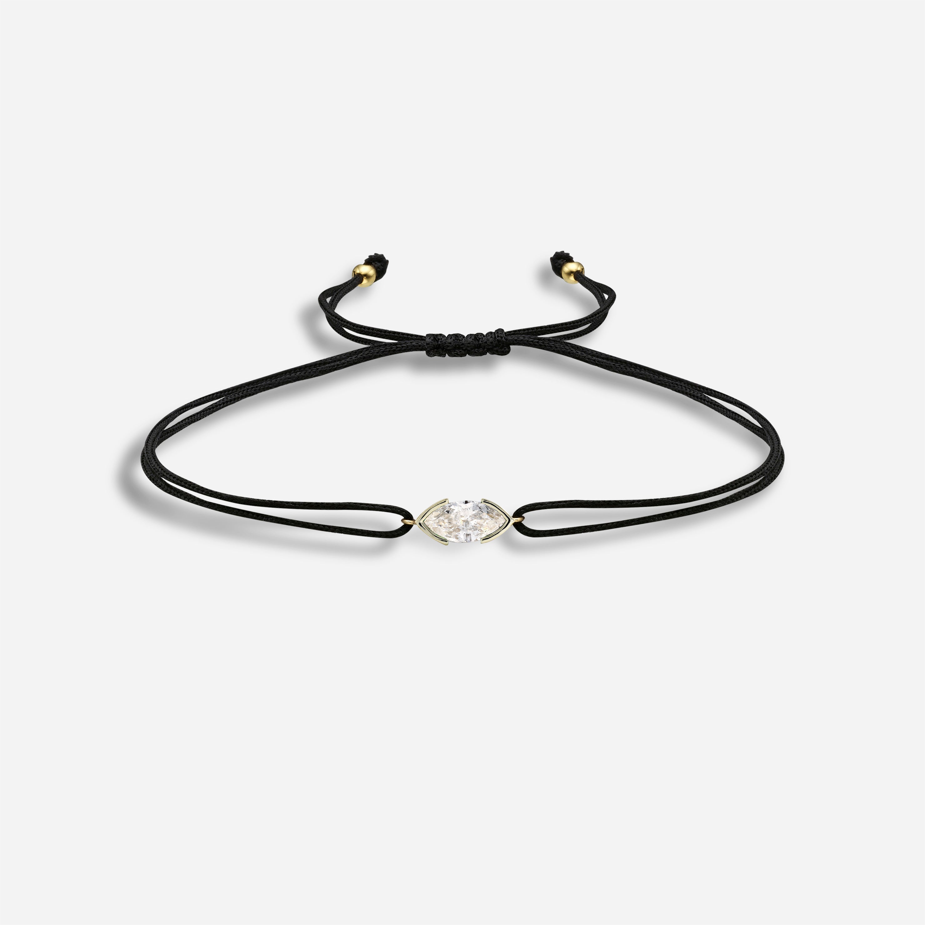 The Kiss | Macrame Bracelet with Marquise Cut Lab Diamond