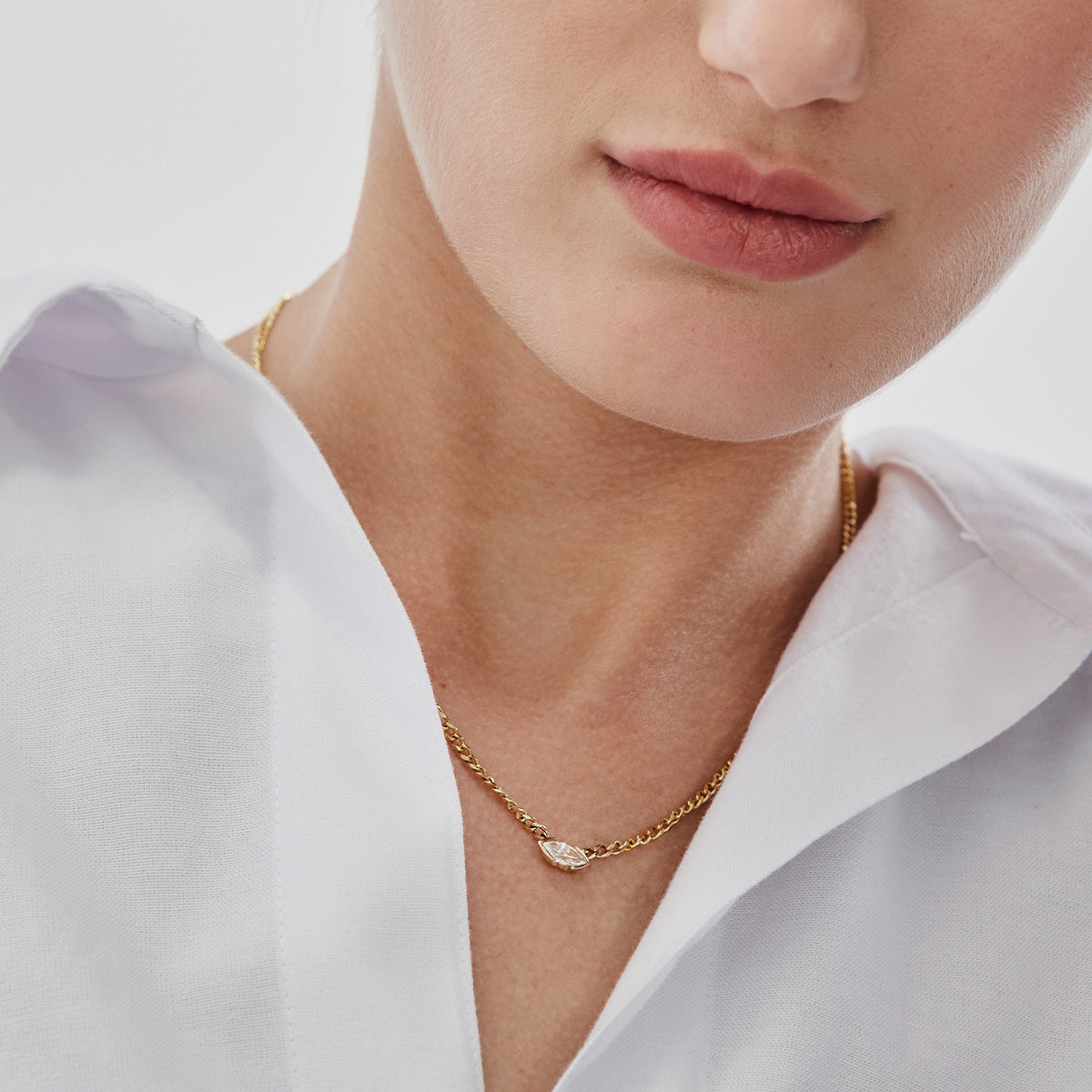 The Kiss Necklace | Marquise Diamond