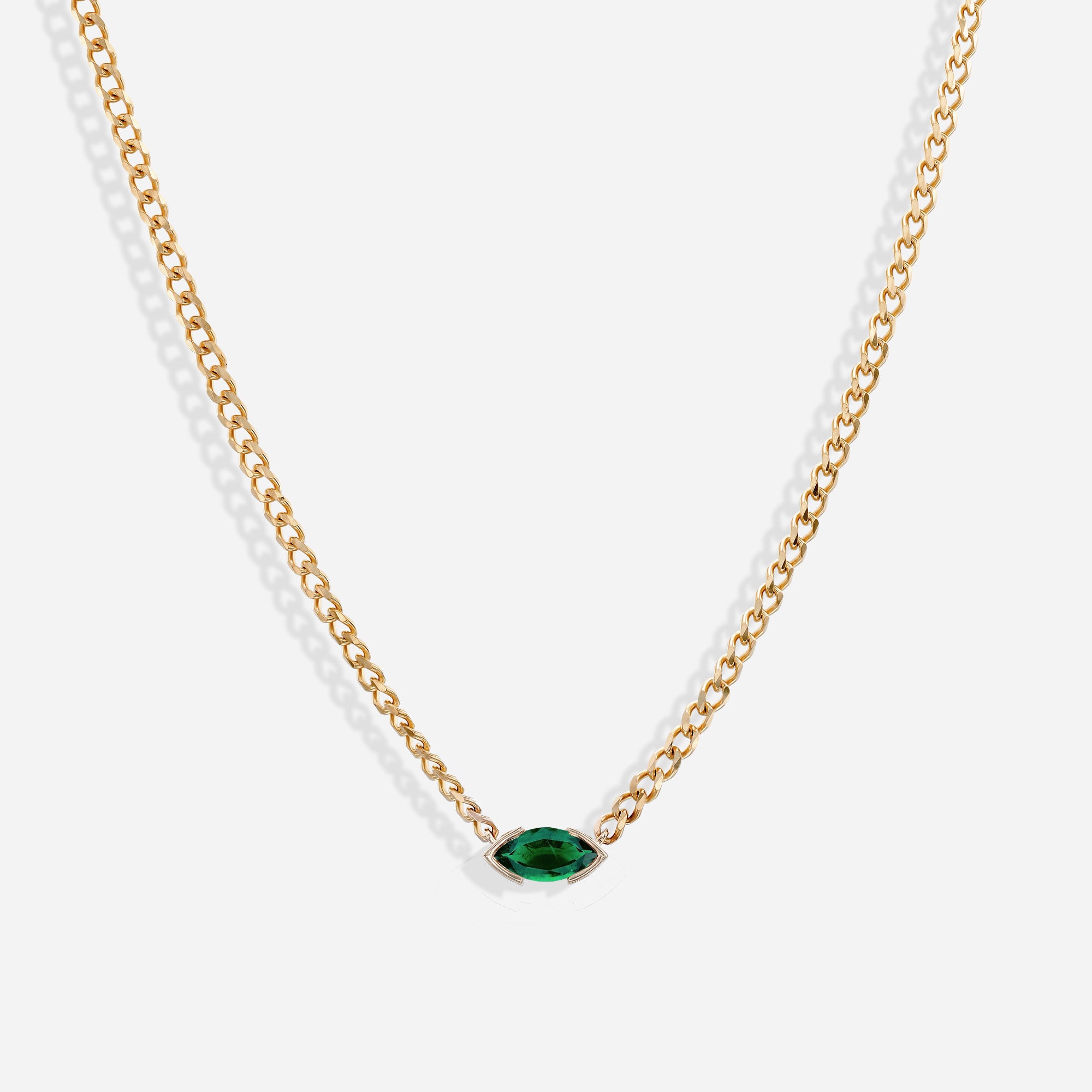 The Kiss Necklace | Marquise Emerald Stone