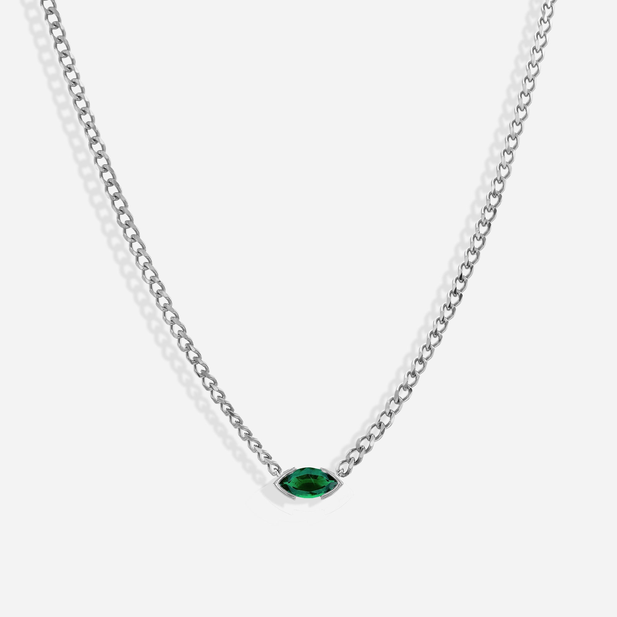 The Kiss Necklace | Marquise Emerald Stone