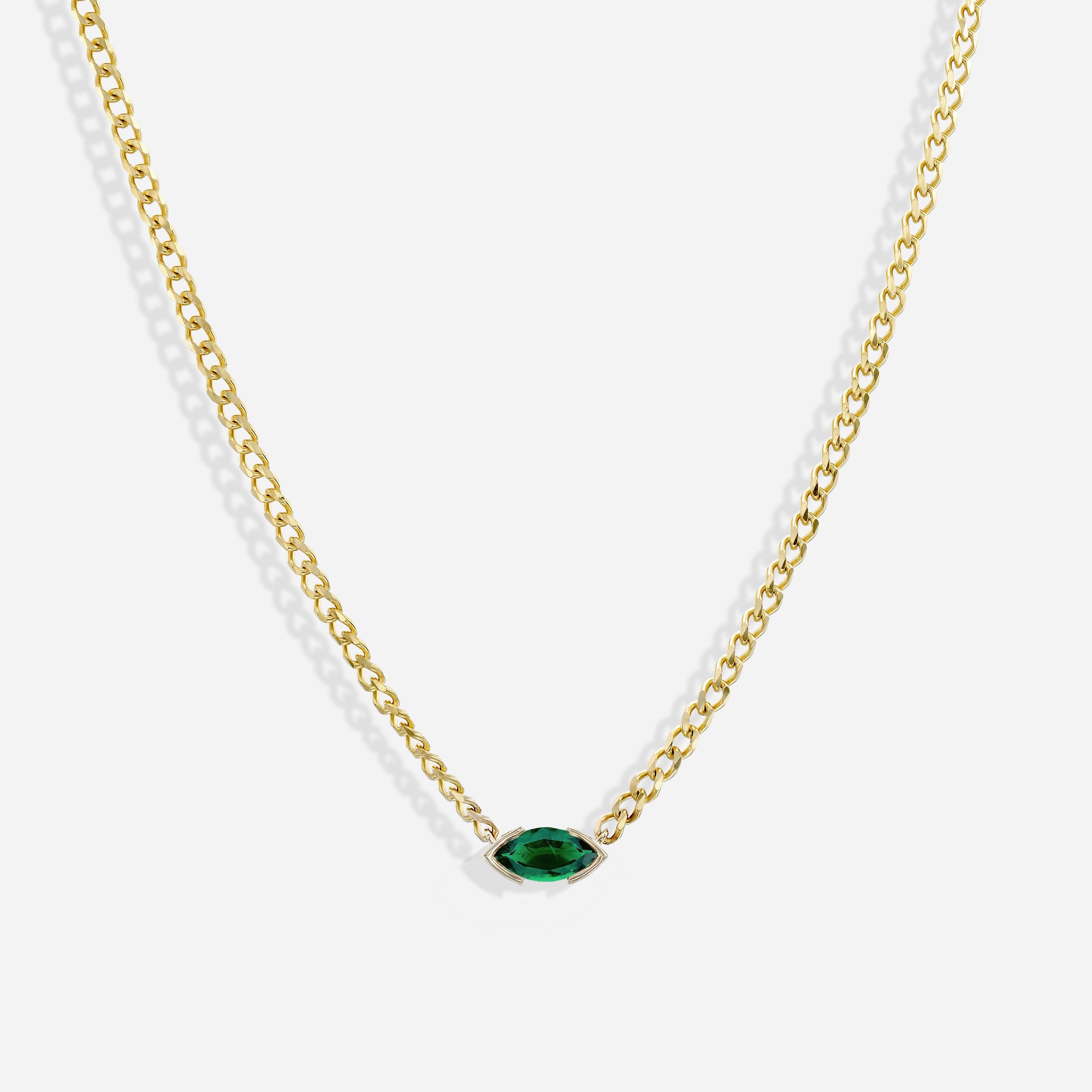 The Kiss Necklace | Marquise Emerald Stone