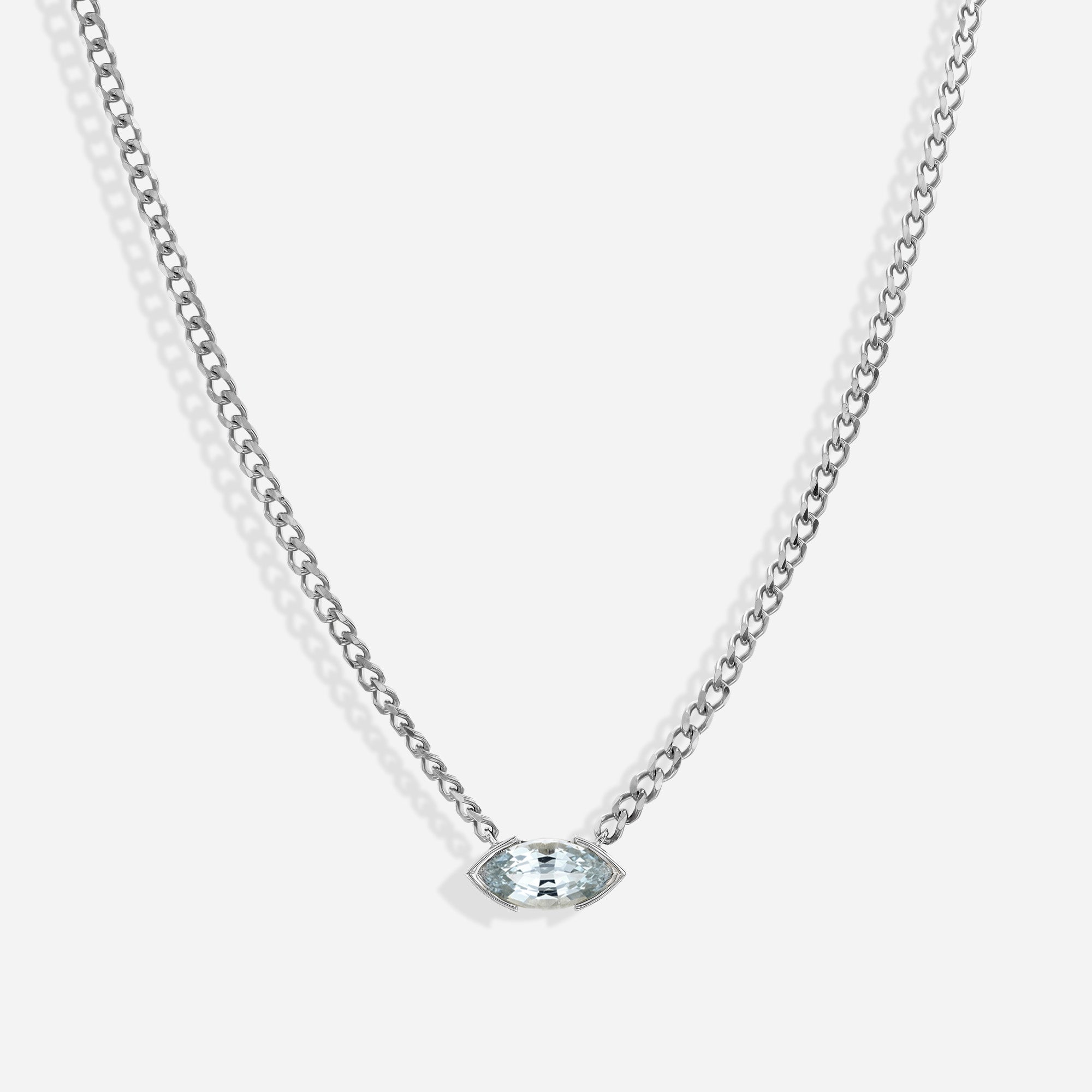 The Kiss Necklace | Marquise Aquamarine Stone