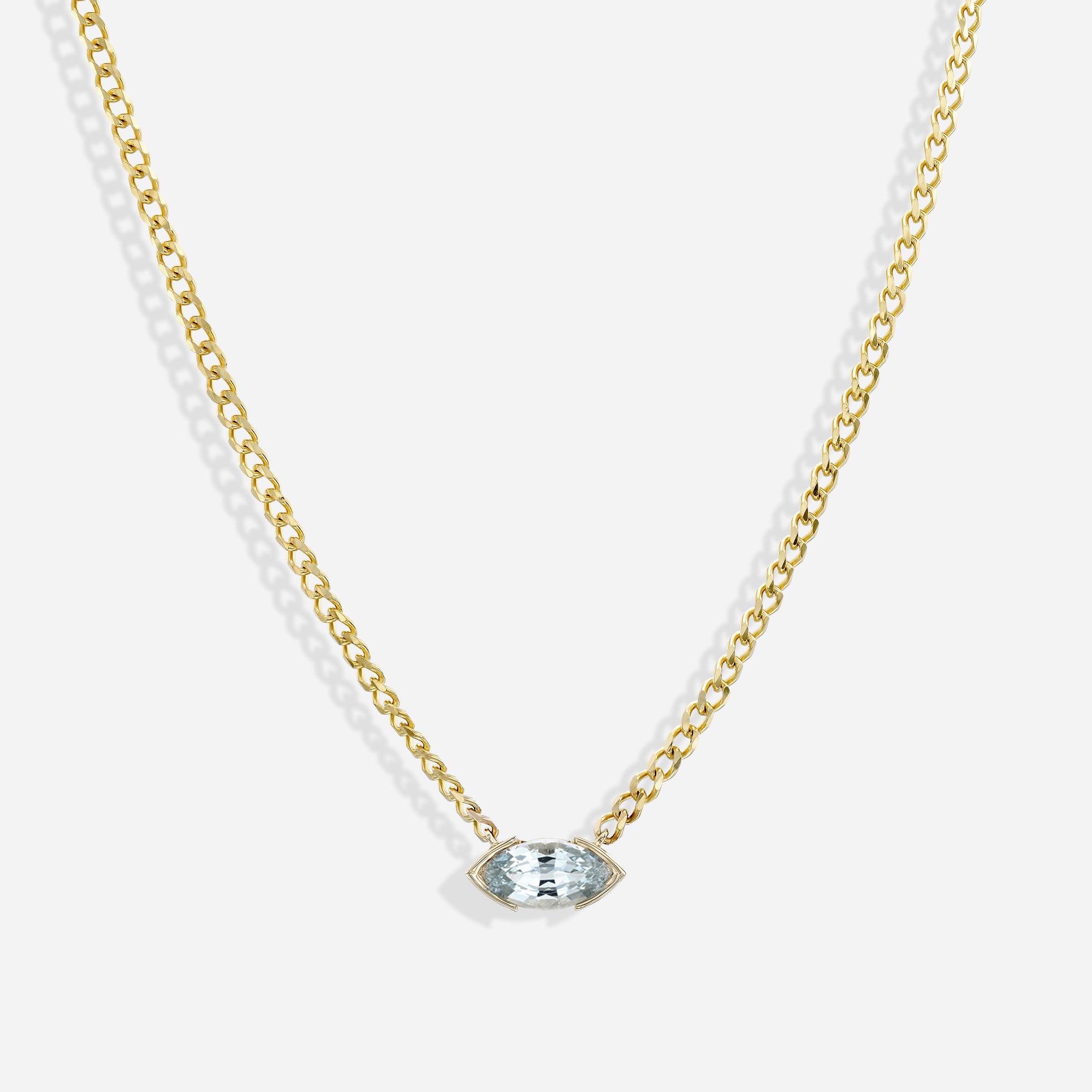 The Kiss Necklace | Marquise Aquamarine Stone