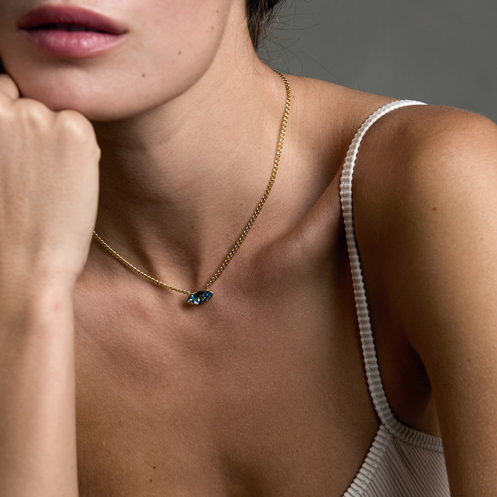 The Kiss Necklace | Marquise Aquamarine Stone