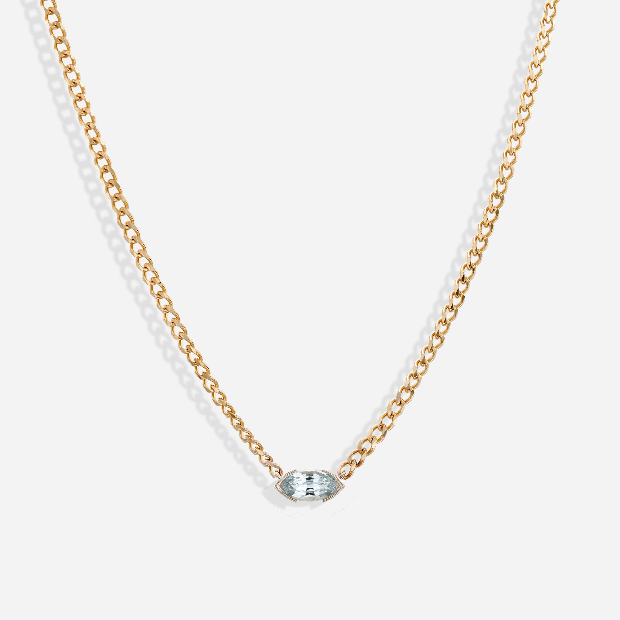 The Kiss Necklace | Marquise Aquamarine Stone