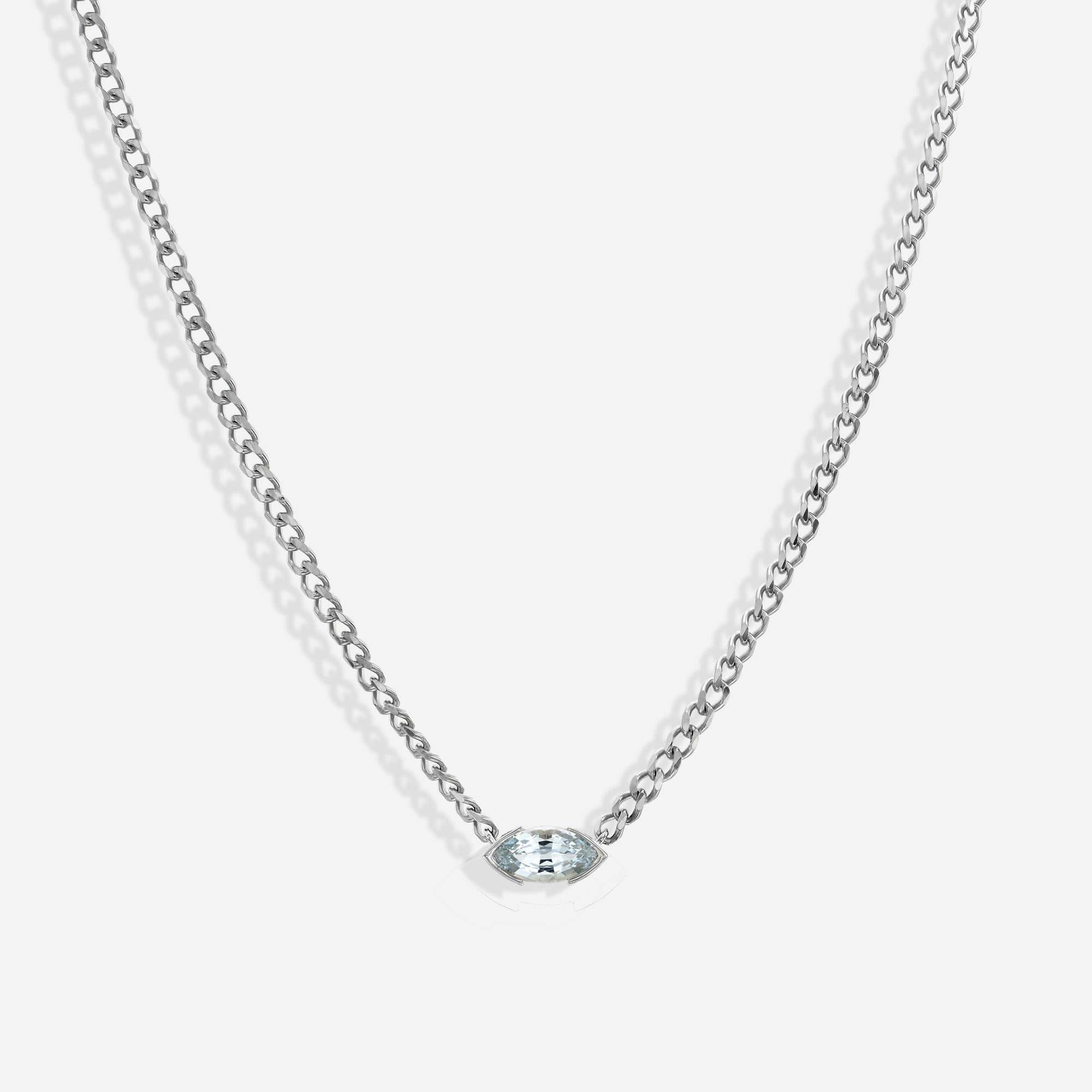 The Kiss Necklace | Marquise Aquamarine Stone