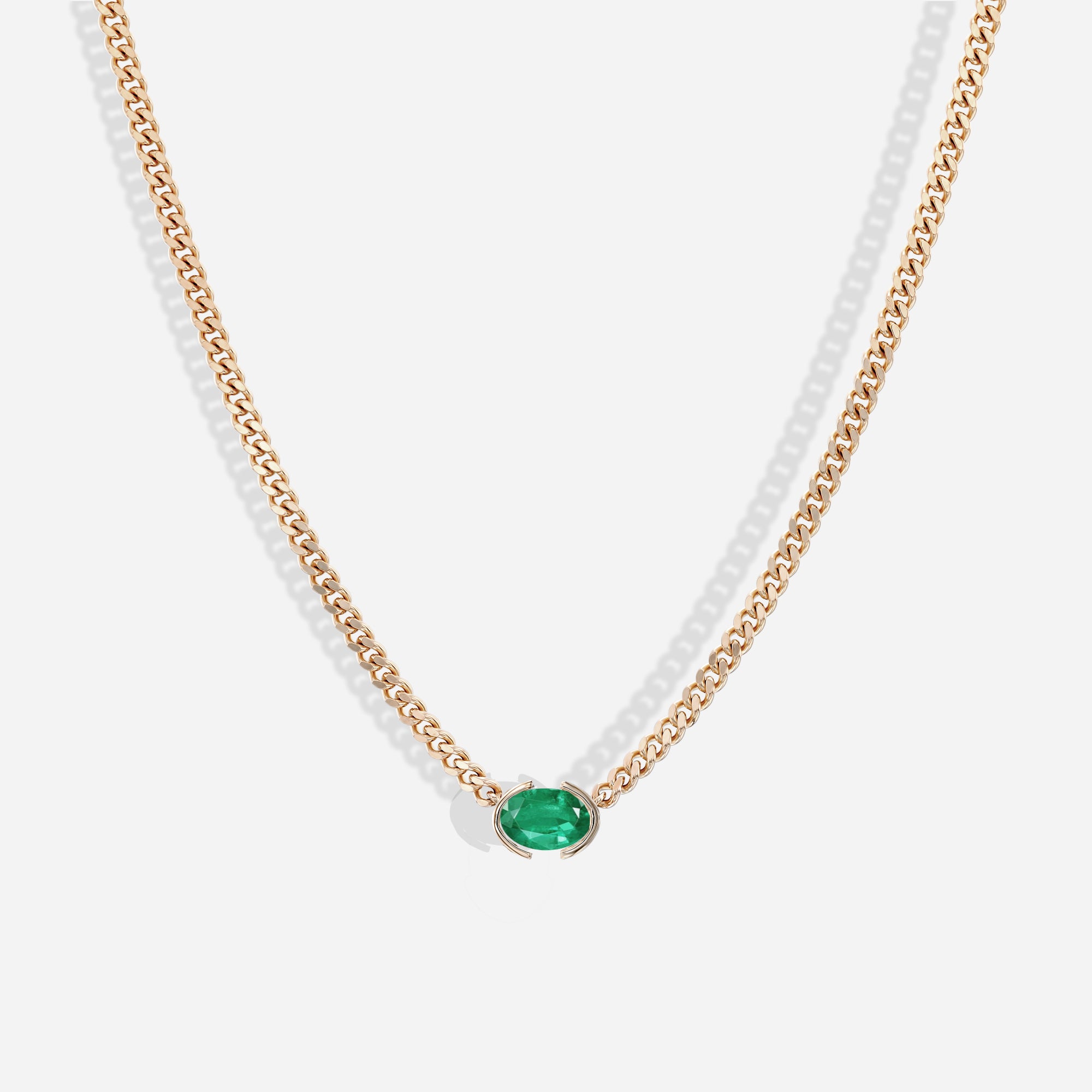 The Kiss Necklace | Oval Emerald Stone