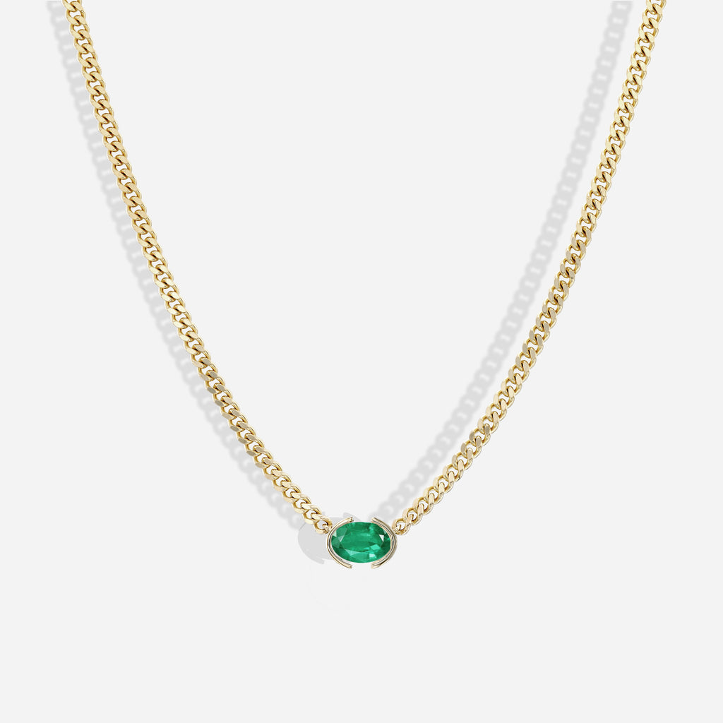 The Kiss Necklace | Oval Emerald