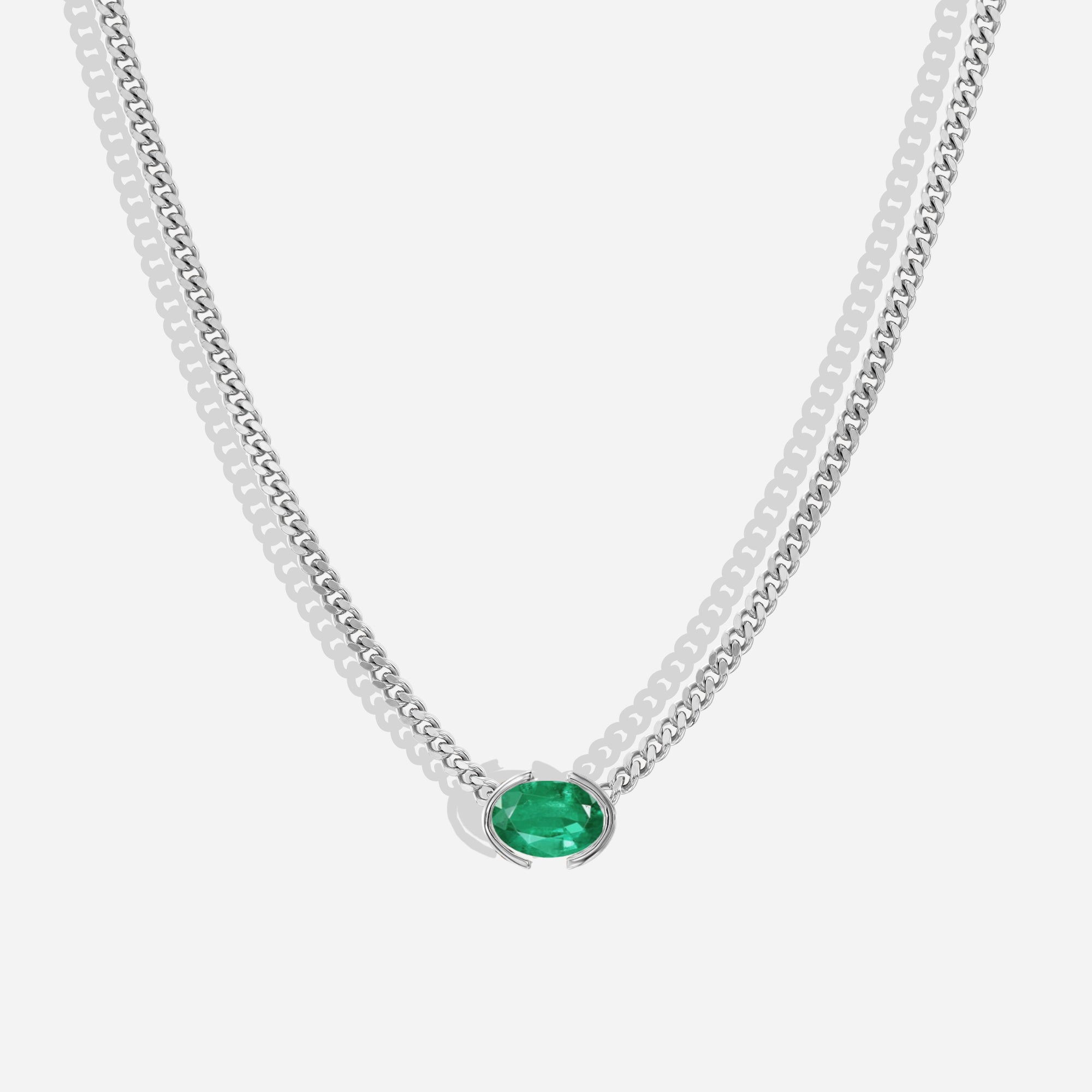 The Kiss Necklace | Oval Emerald Stone