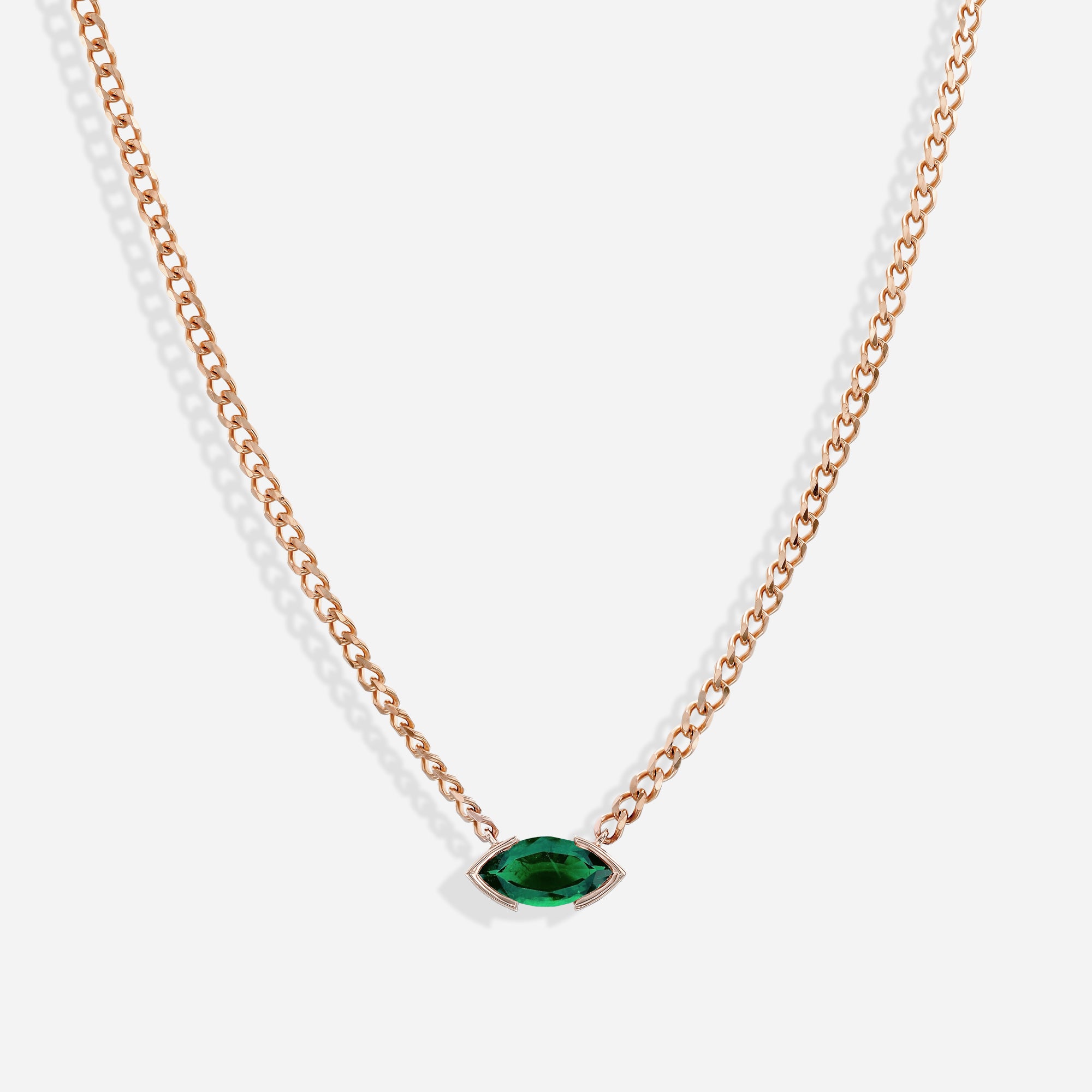 The Kiss Necklace | Marquise Emerald Stone