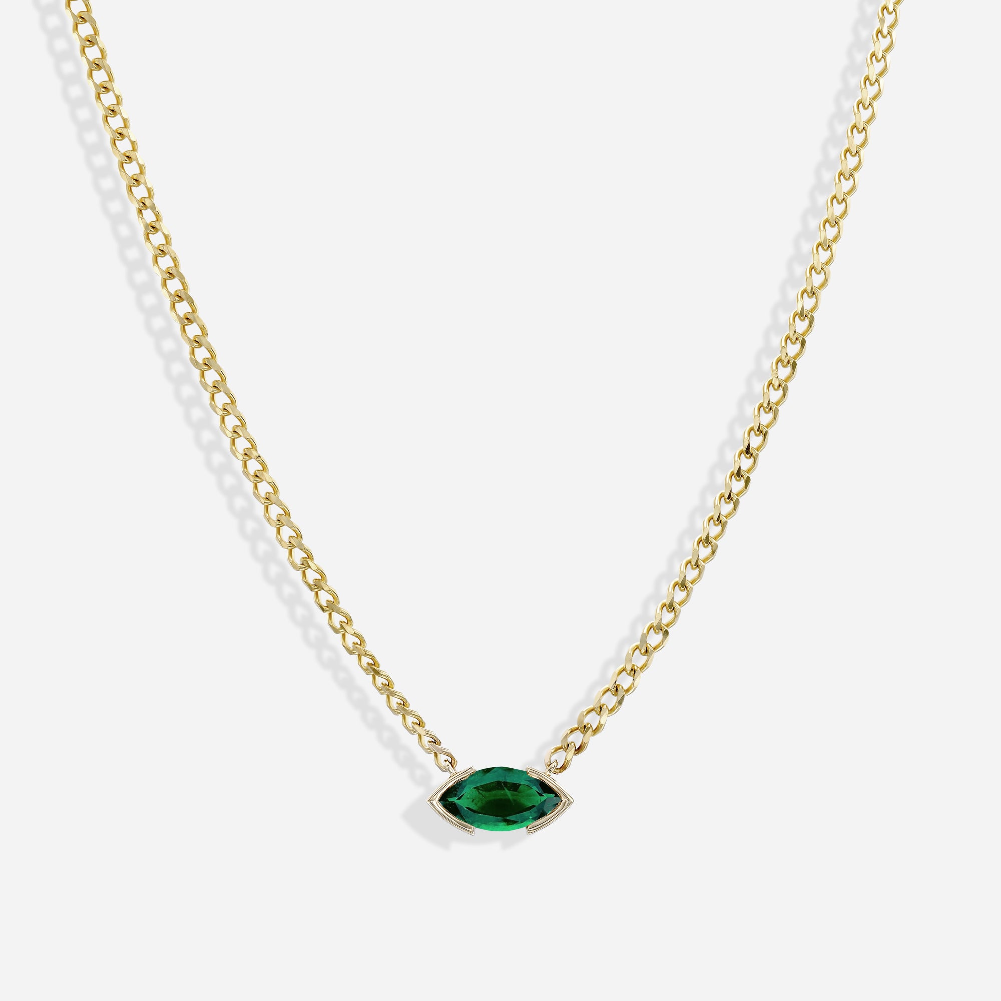 The Kiss Necklace | Marquise Emerald Stone