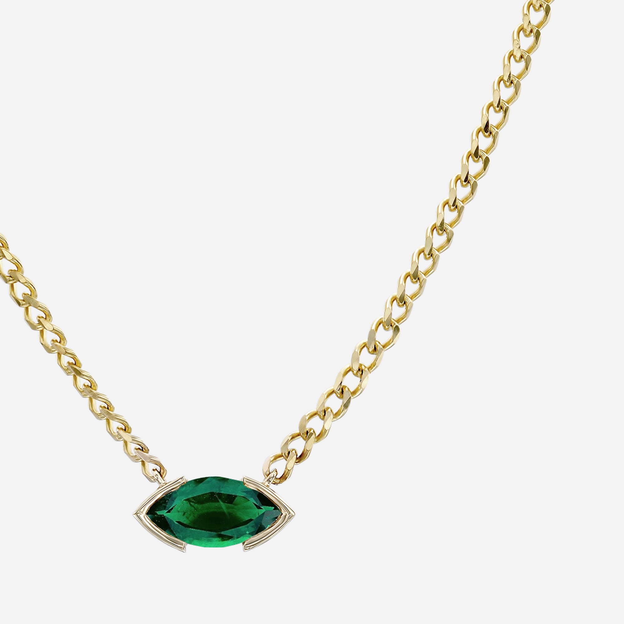 The Kiss Necklace | Marquise Emerald Stone