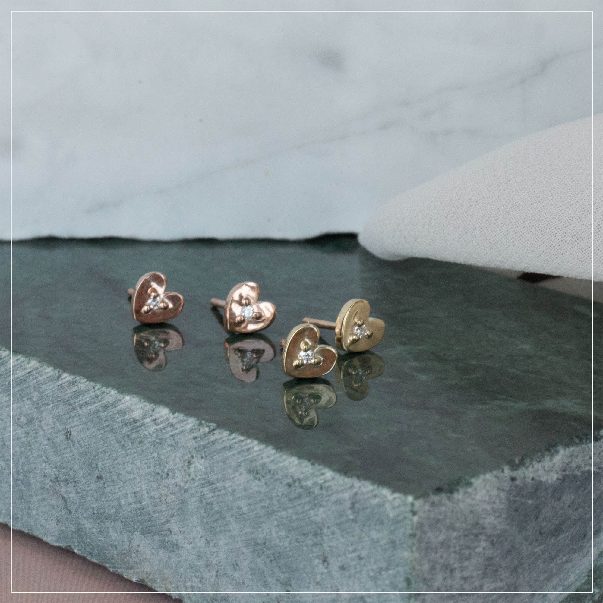 Last Chance >> Itty Bitty | Rose Gold Heart Studs