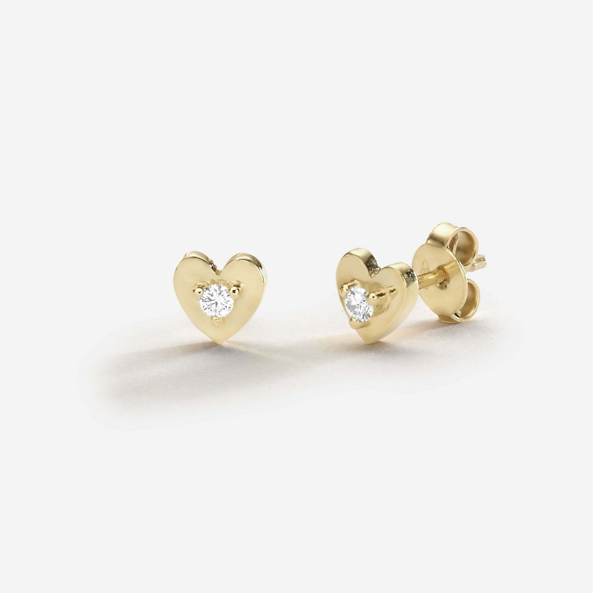 Last Chance >> Itty Bitty | Yellow Gold Heart Studs